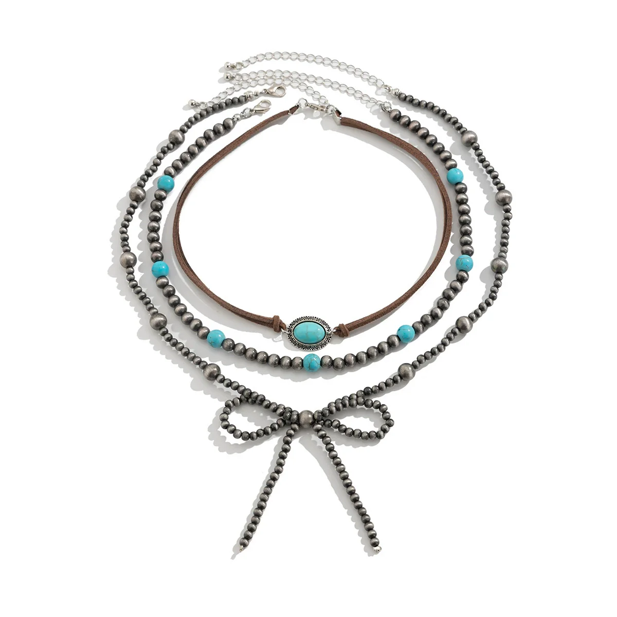 Necklace Plastic Resin Bow Distressed Handmade Electroplated Stacking Style Women's - Image 5