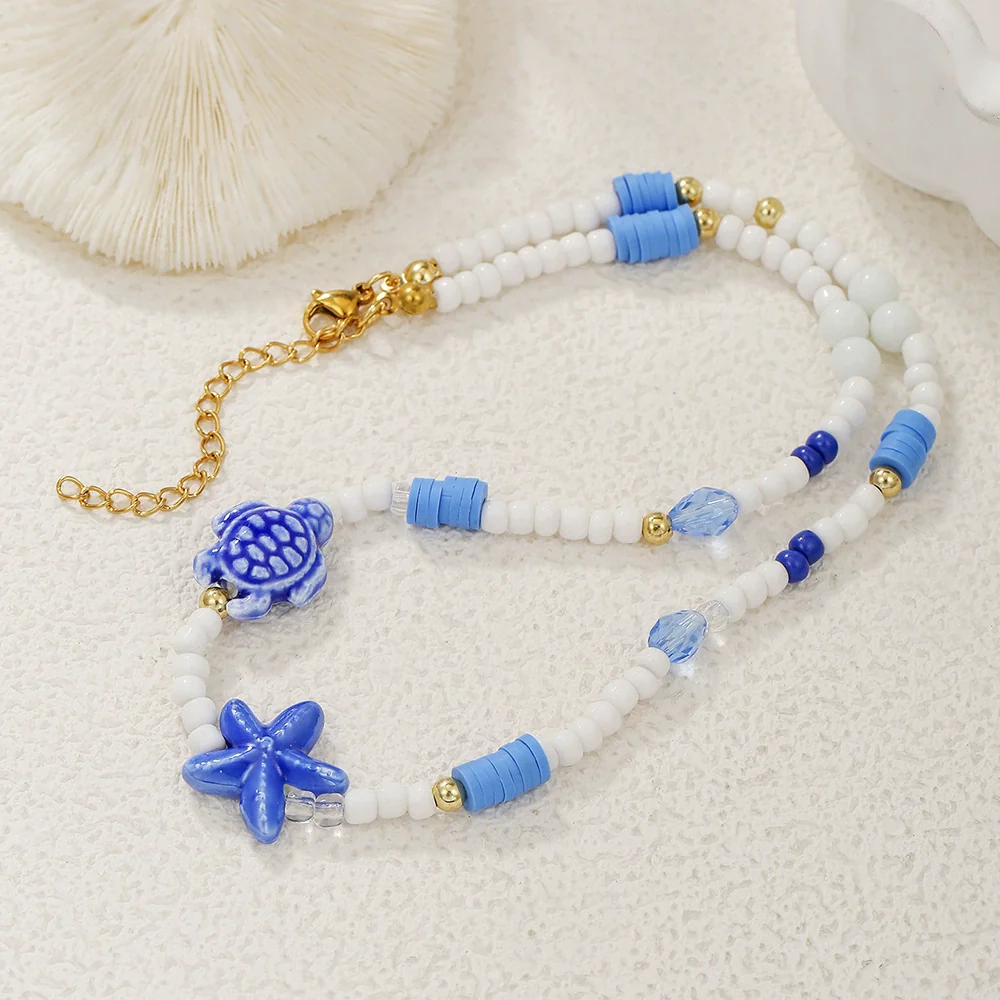 Necklace Resin Stainless Steel Polymer Clay Geometric Handmade Starfish Shell Conch Turtle For Women And Men - Image 11