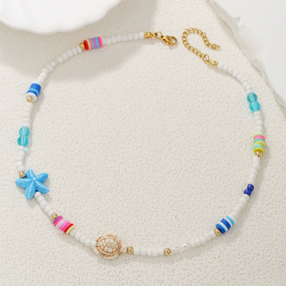 Necklace Resin Stainless Steel Polymer Clay Geometric Handmade Starfish Shell Conch Turtle For Women And Men - Image 12