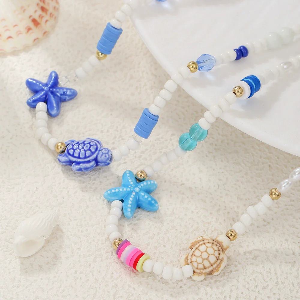 Necklace Resin Stainless Steel Polymer Clay Geometric Handmade Starfish Shell Conch Turtle For Women And Men - Image 3