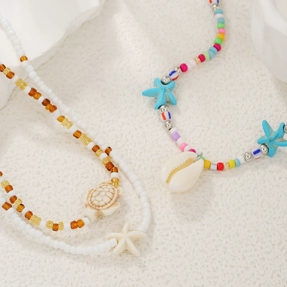 Necklace Resin Stainless Steel Polymer Clay Geometric Handmade Starfish Shell Conch Turtle For Women And Men - Image 4