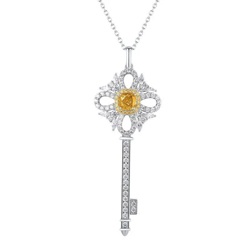 Necklace S925 Silver Geometric High Carbon Diamond Set With Precious Stones Pendant - Image 4