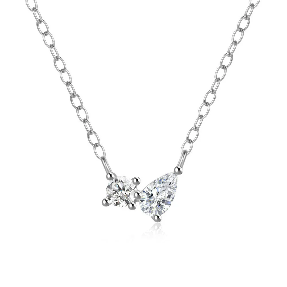 Necklace S925 Sterling Silver Geometric Water Drops Pear Shaped Pendant O Chain Light Luxury Women's - Image 5