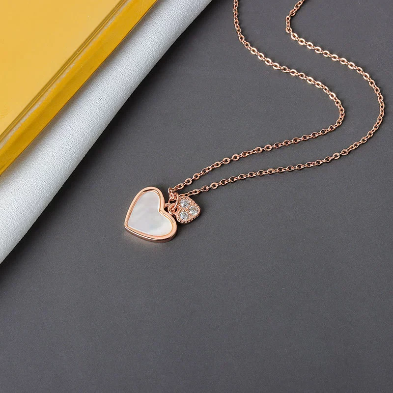 Necklace S925 Sterling Silver Love Cross Chain Mixed Gem Inlay Electroplating Design - Image 7