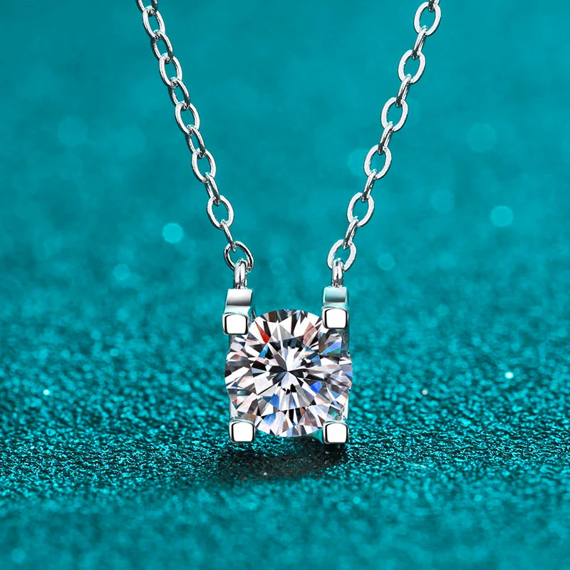 Necklace S925 Sterling Silver Pt950 Gold Moissanite Cow Head Geometric Electroplating Cross Flower Chain - Image 2