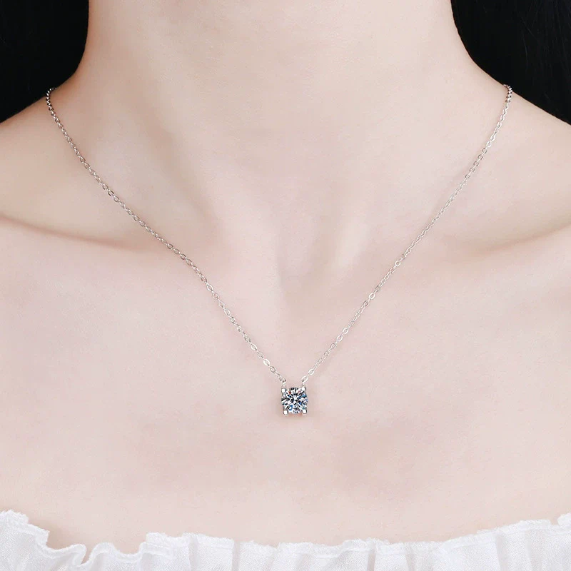 Necklace S925 Sterling Silver Pt950 Gold Moissanite Cow Head Geometric Electroplating Cross Flower Chain - Image 4