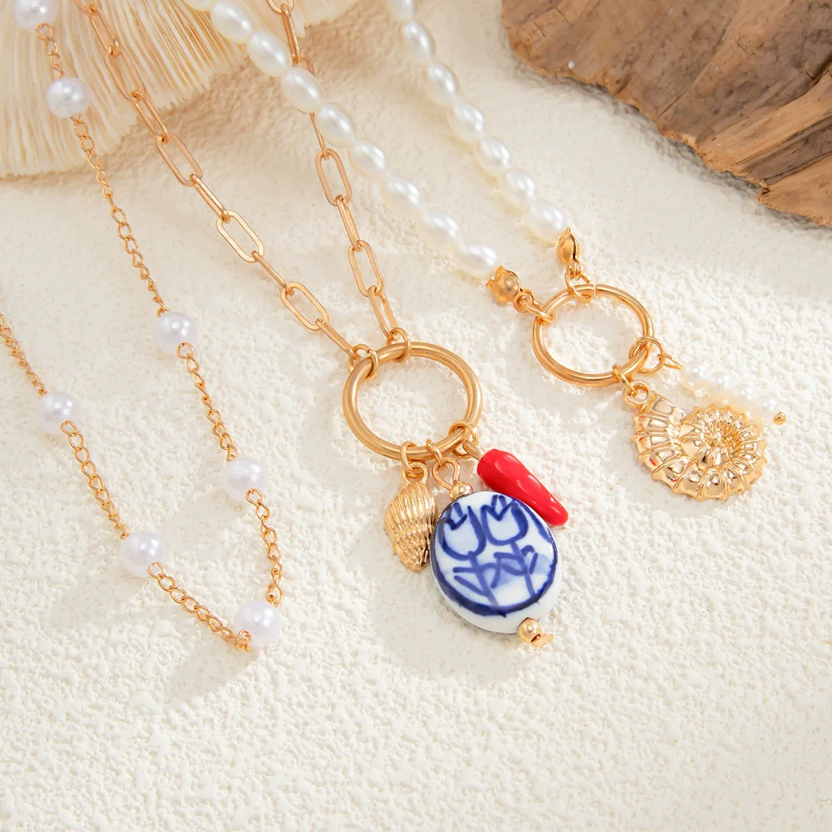 Necklace Set Alloy Beaded With Bow Star Pattern Electroplating For Women - Image 3