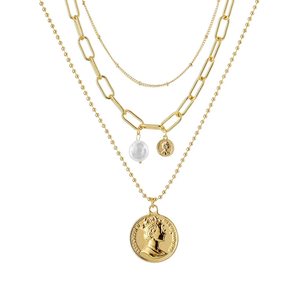 Necklace Set Alloy Metal Geometric Embossed Pendant Electroplating Snake Bone Chain Light Luxury Style Women's - Image 19