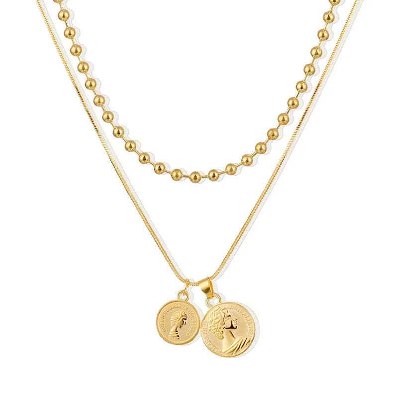 Necklace Set Alloy Metal Geometric Embossed Pendant Electroplating Snake Bone Chain Light Luxury Style Women's - Image 24