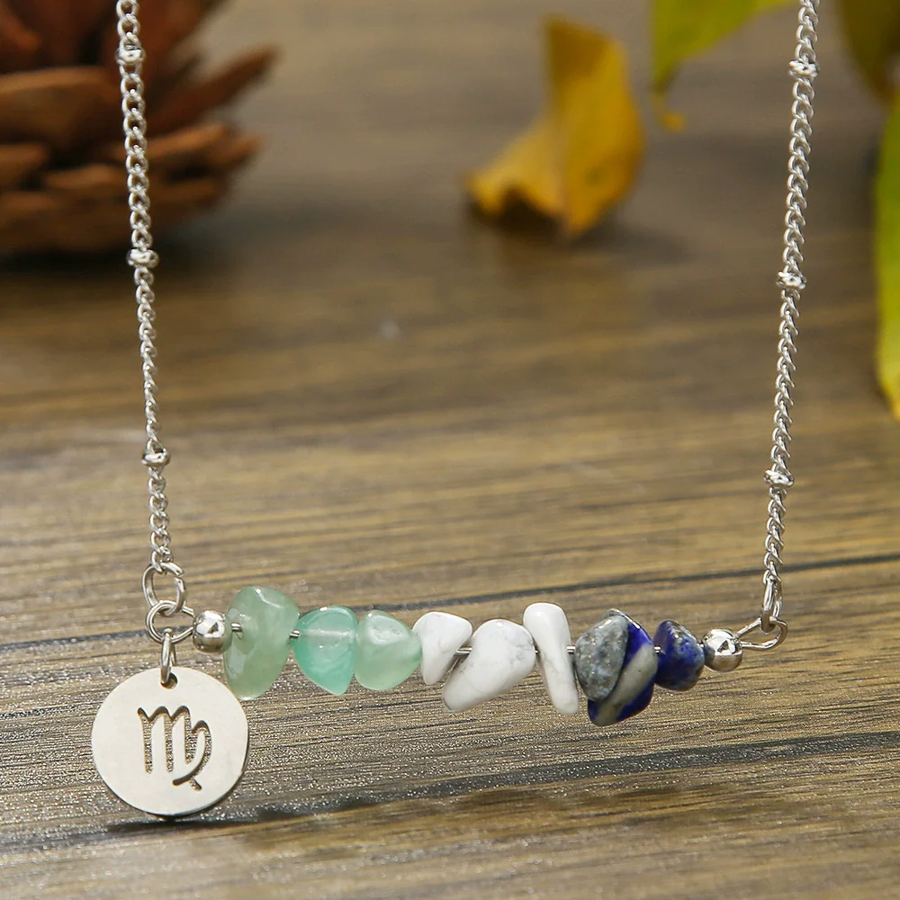 Necklace Stainless Steel Alloy Gravel Geometric Constellation Pendant O Word Chain - Image 2