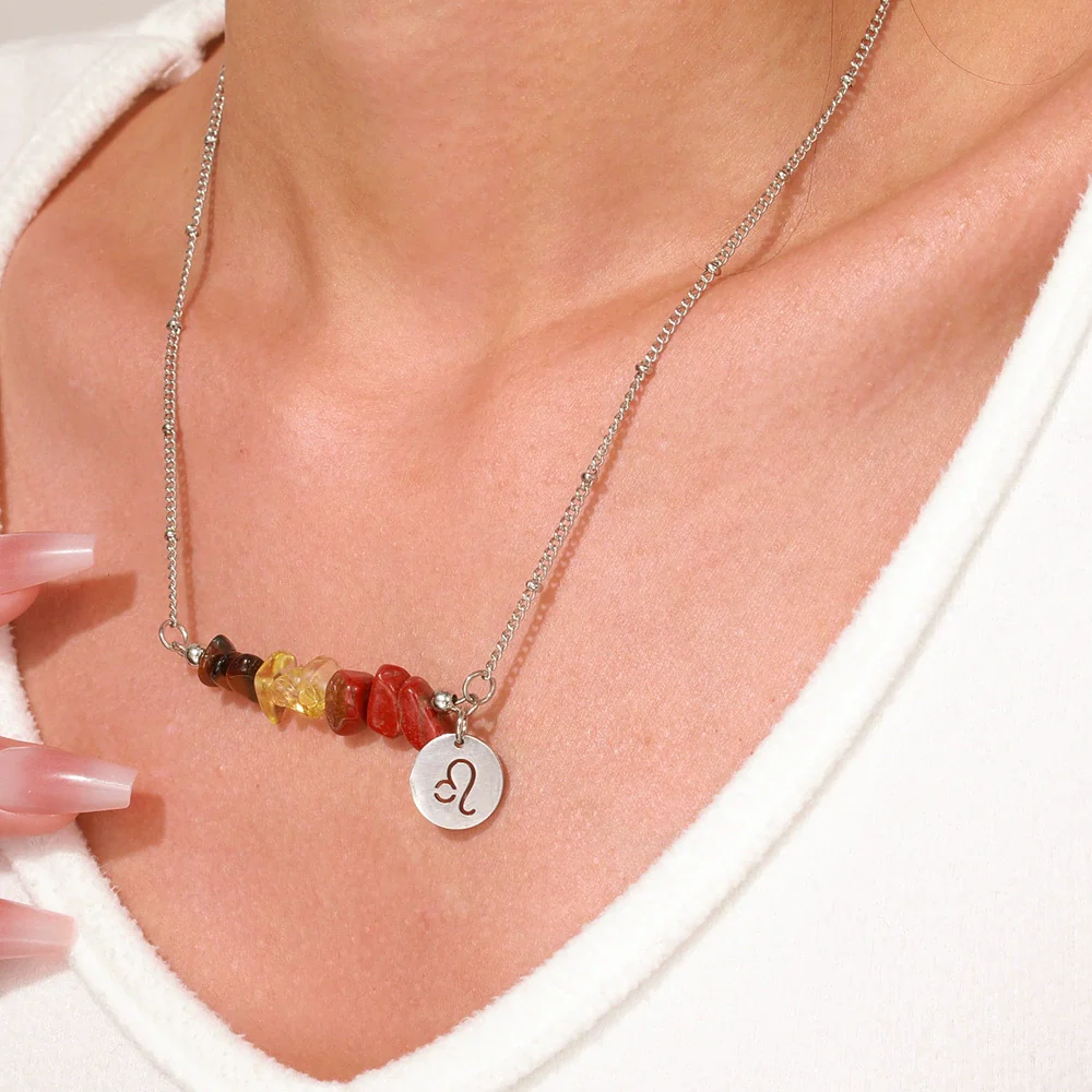 Necklace Stainless Steel Alloy Gravel Geometric Constellation Pendant O Word Chain - Image 4