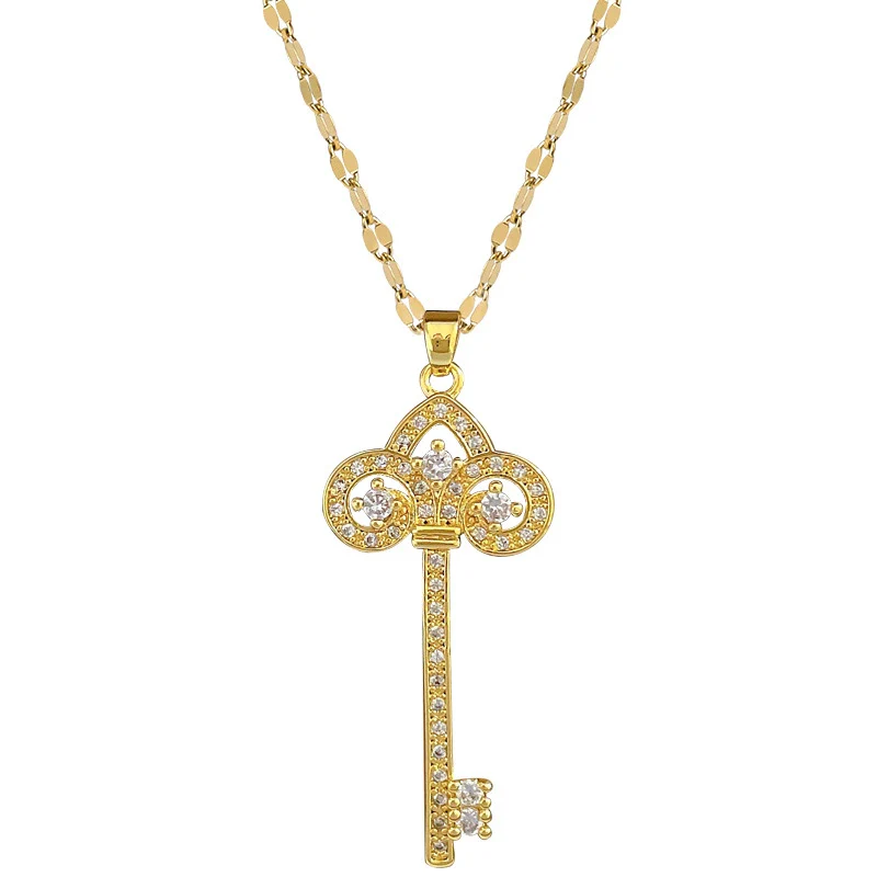 Necklace Stainless Steel Copper Geometric Crown Key Light Luxury Elegant Gorgeous Unisex - Image 5