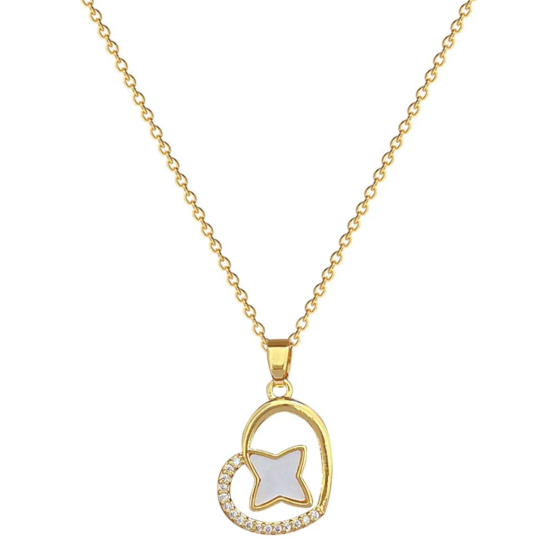 Necklace Stainless Steel Copper Geometric Love Stars Full Diamond - Image 5