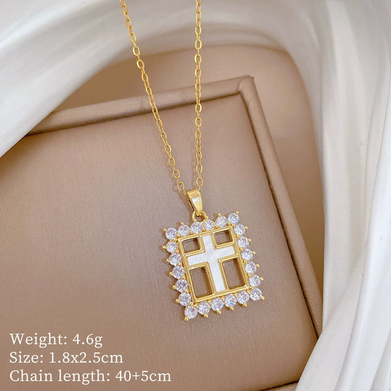 Necklace Stainless Steel Copper Geometric Square Cross Light Luxury Elegant Gorgeous Cartoon Minimalist Unisex - Image 6