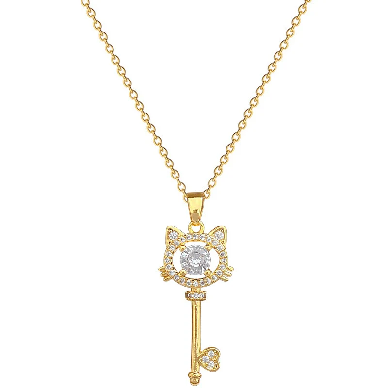Necklace Stainless Steel Copper Geometric Titanium Steel Cat Key Zircon Light Luxury Elegant Gorgeous Unisex - Image 4
