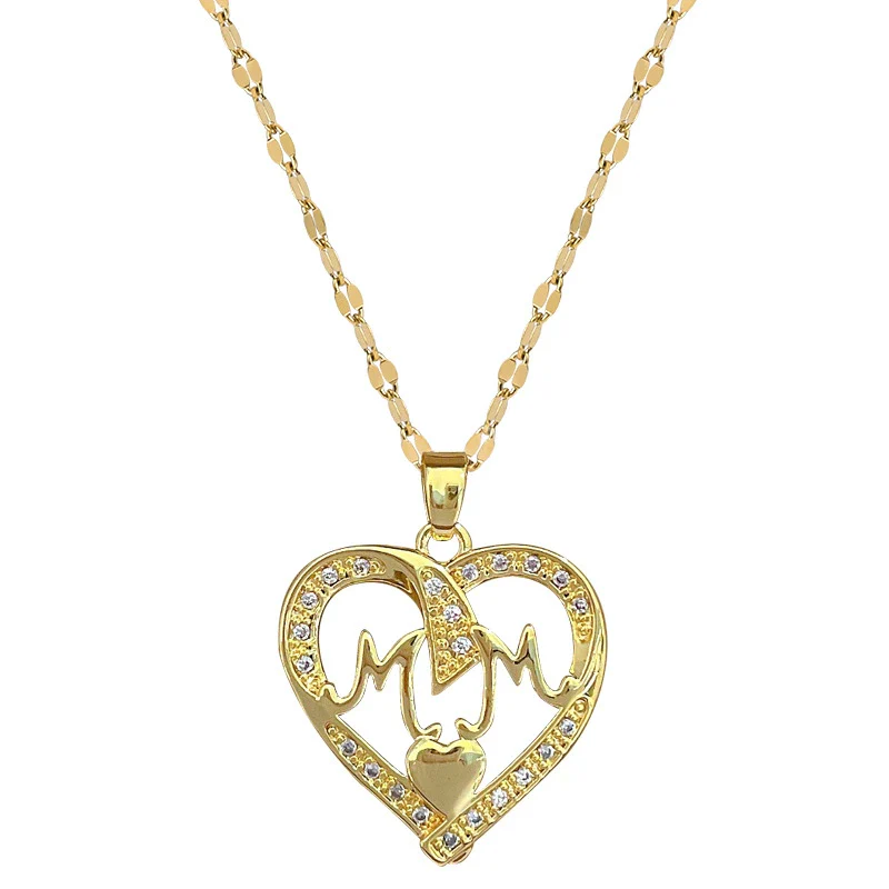 Necklace Stainless Steel Copper Heart Geometric Light Luxury Style - Image 5