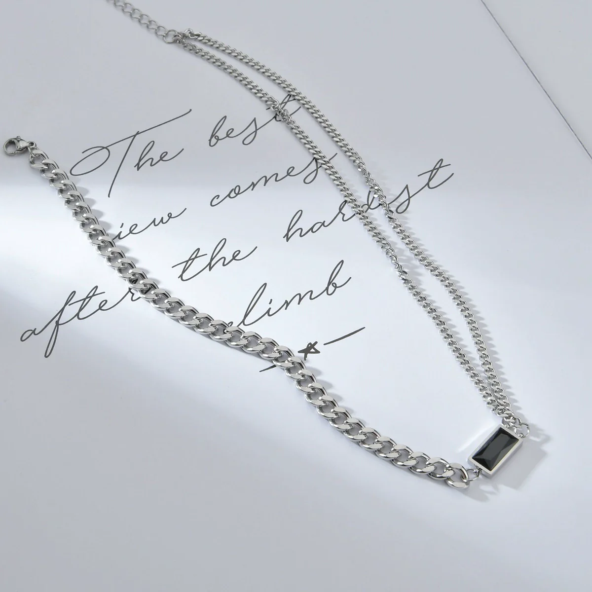 Necklace Stainless Steel Geometric Electroplating Hiphop Square - Image 3