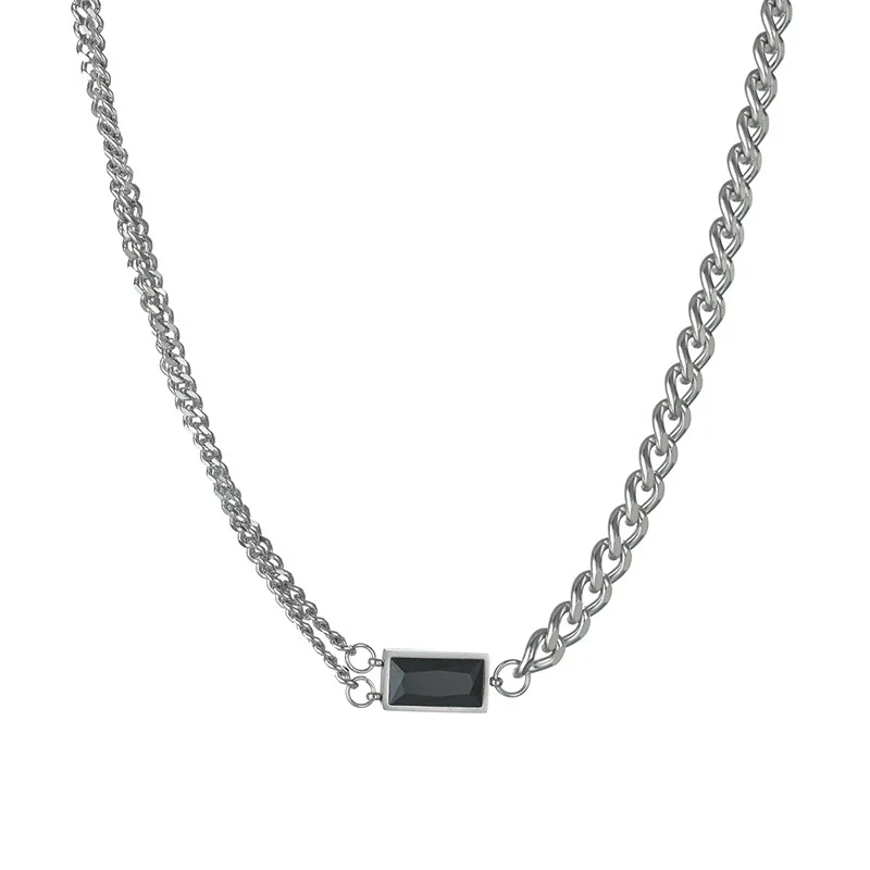 Necklace Stainless Steel Geometric Electroplating Hiphop Square - Image 5