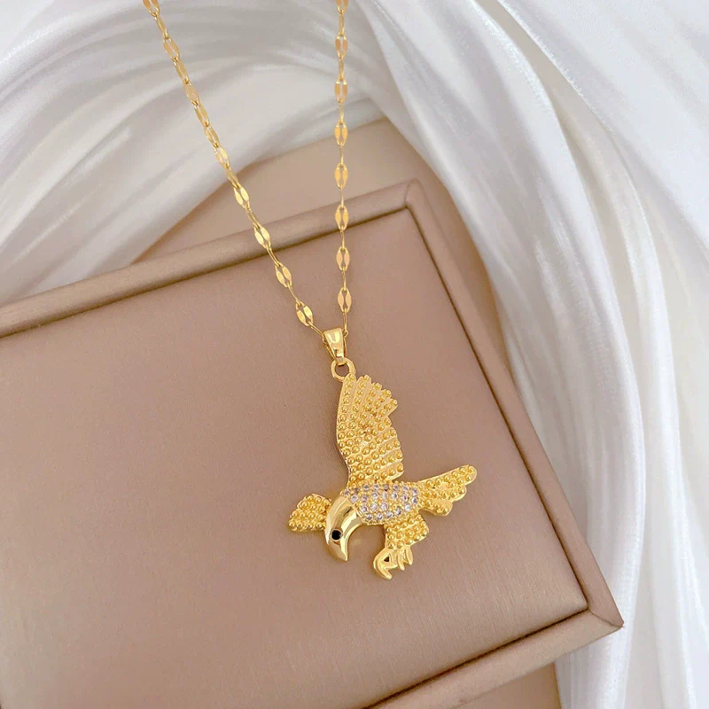 Necklace Stainless Steel Geometric Titanium Steel Eagle Dive Light Luxury Gorgeous Diamond Unisex - Image 3