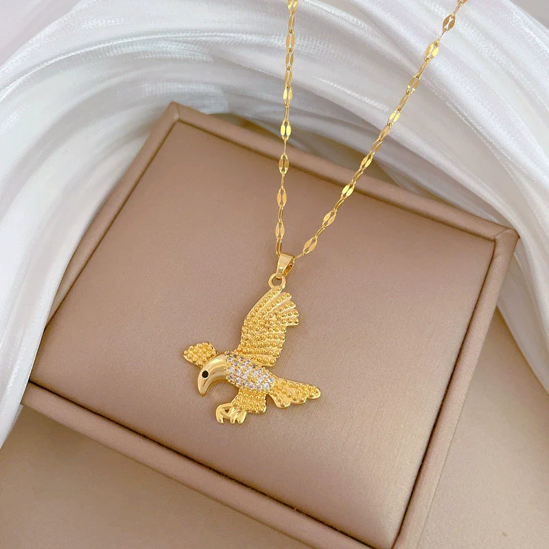 Necklace Stainless Steel Geometric Titanium Steel Eagle Dive Light Luxury Gorgeous Diamond Unisex - Image 4