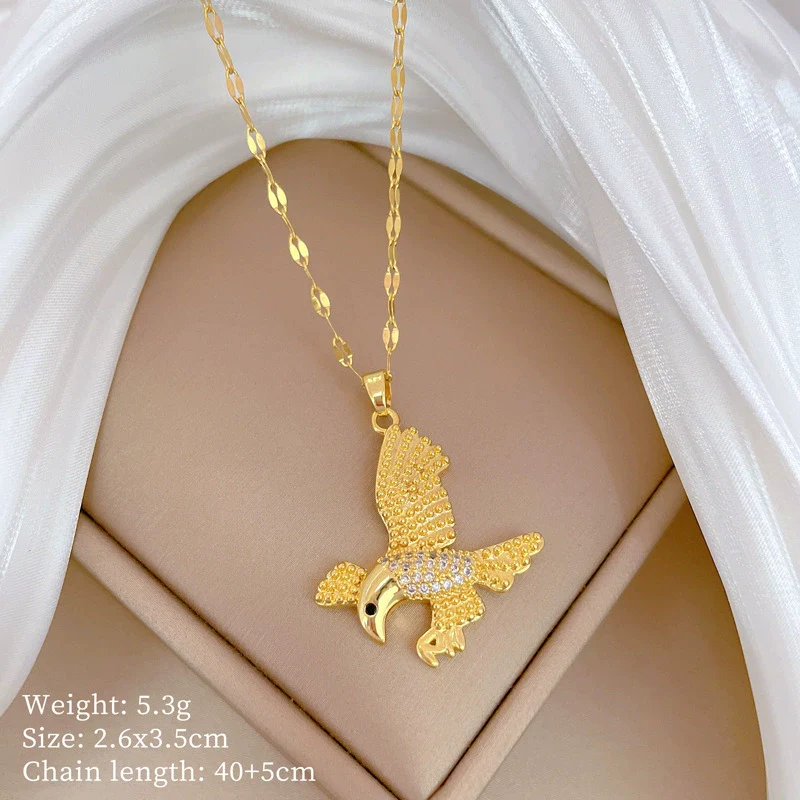 Necklace Stainless Steel Geometric Titanium Steel Eagle Dive Light Luxury Gorgeous Diamond Unisex - Image 6