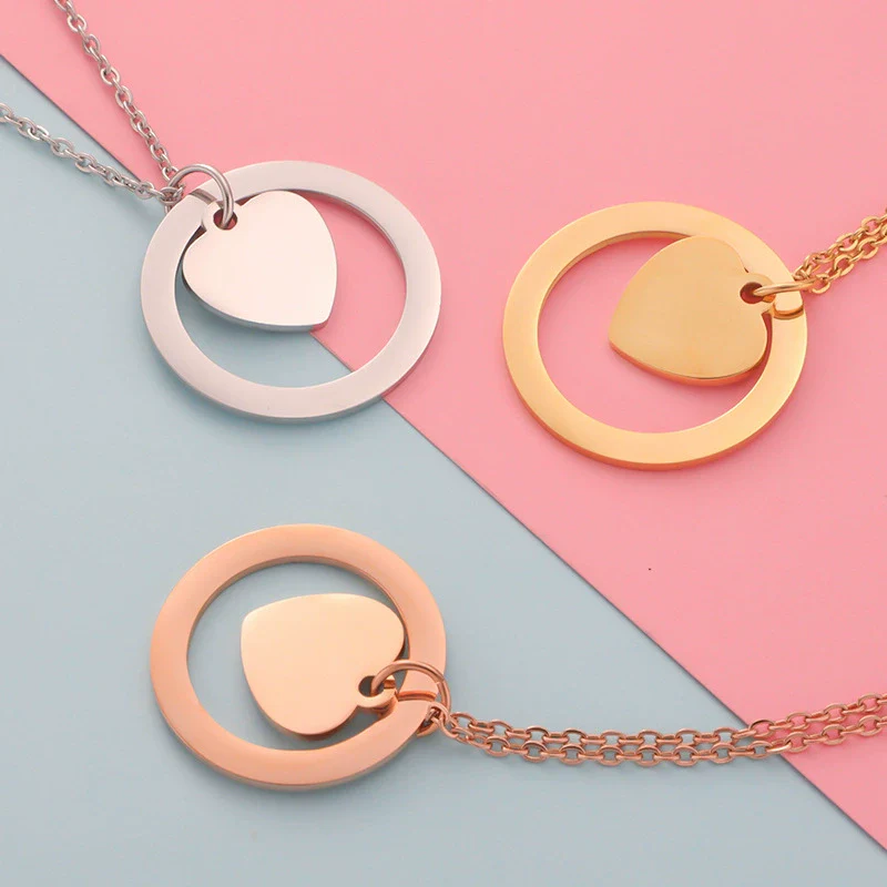 Necklace Stainless Steel Love Heart Pendant Simple Fashion