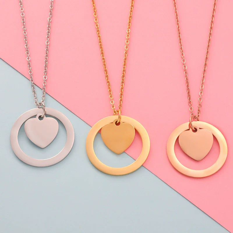 Necklace Stainless Steel Love Heart Pendant Simple Fashion - Image 2