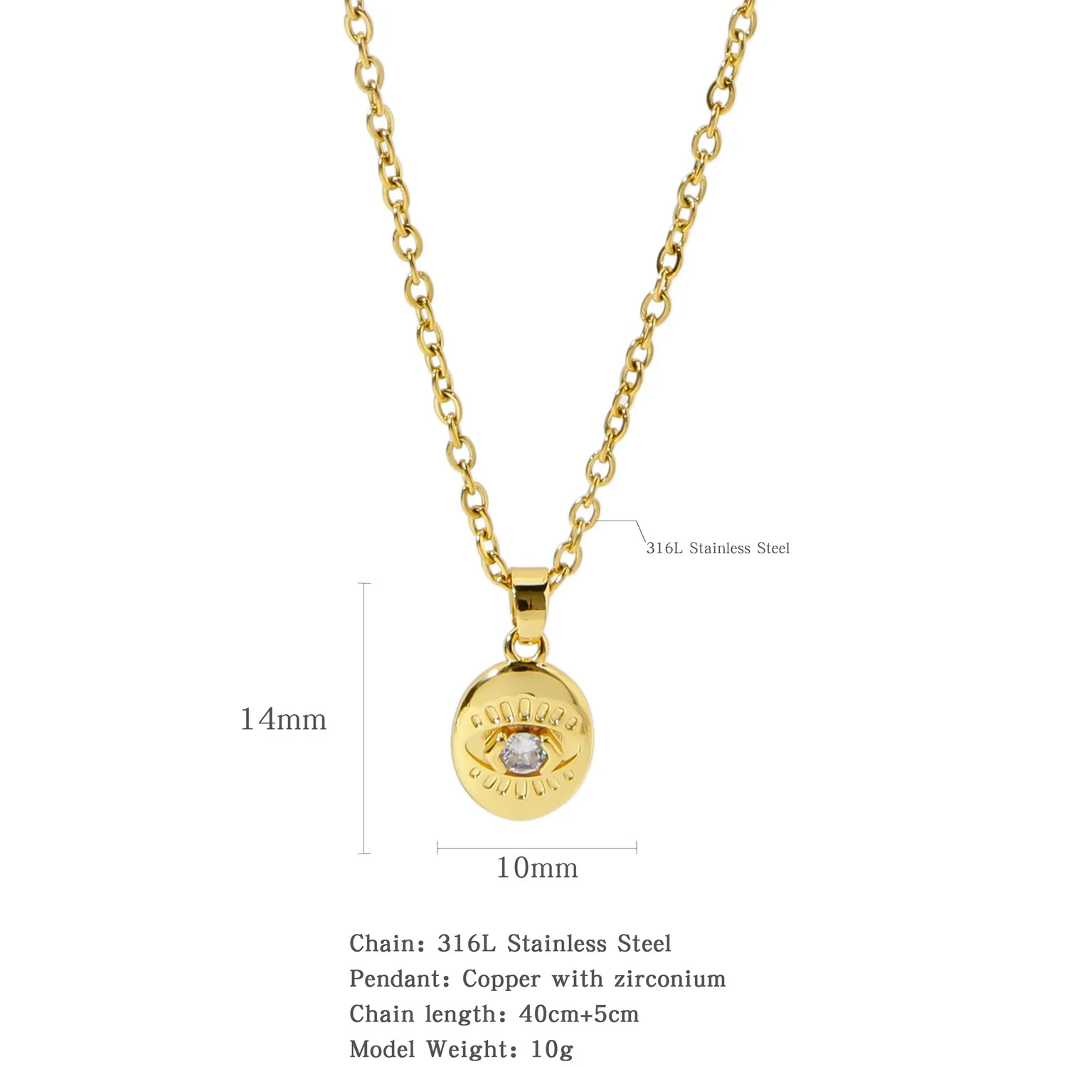 Necklace Stainless Steel O Shaped Chain Copper Inlaid Zirconium Devil's Eye Constellation Electroplating Design - Image 6