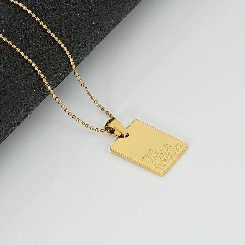Necklace 316L Stainless Steel Rectangular Letter 316L Stainless Steel Pendant Electroplating - Image 3