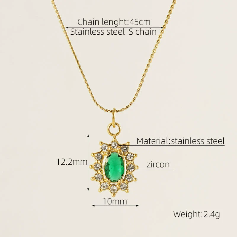 Necklace 316L Stainless Steel 18K Gold Plated Light Luxury Geometric Inlaid Zircon Sshaped Pendant For Women - Image 10