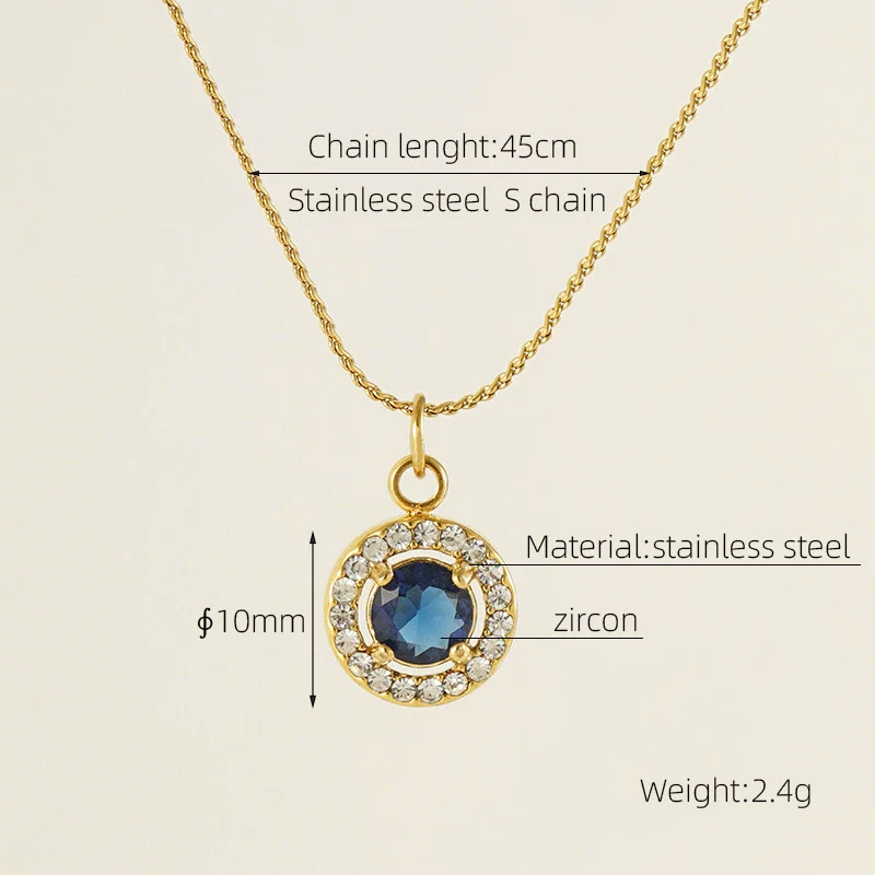 Necklace 316L Stainless Steel 18K Gold Plated Light Luxury Geometric Inlaid Zircon Sshaped Pendant For Women - Image 14