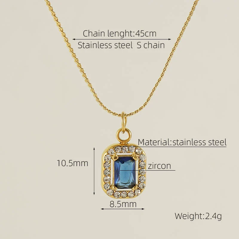 Necklace 316L Stainless Steel 18K Gold Plated Light Luxury Geometric Inlaid Zircon Sshaped Pendant For Women - Image 19