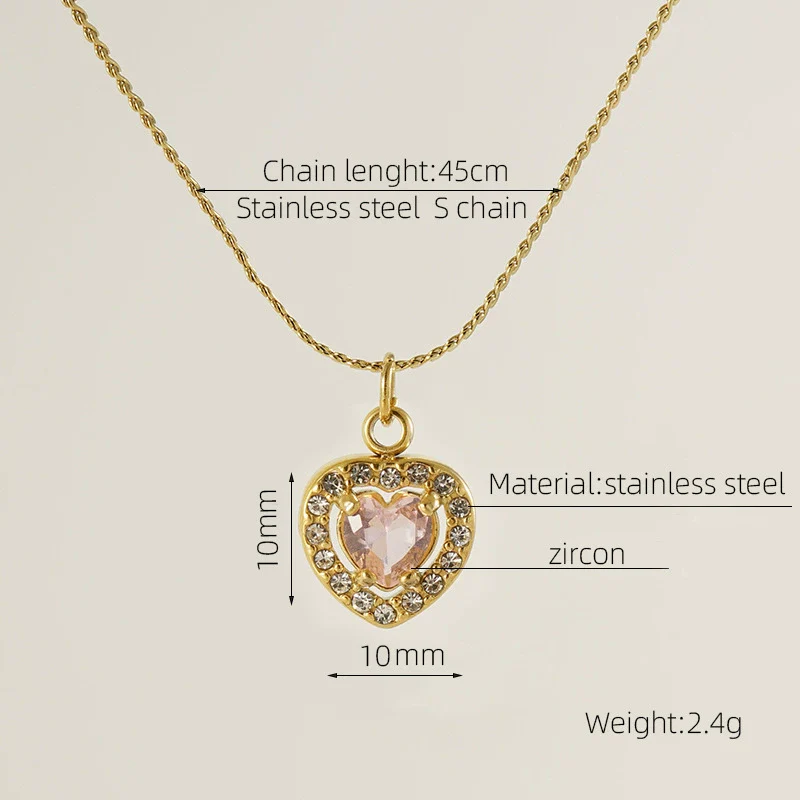Necklace 316L Stainless Steel 18K Gold Plated Light Luxury Geometric Inlaid Zircon Sshaped Pendant For Women - Image 22