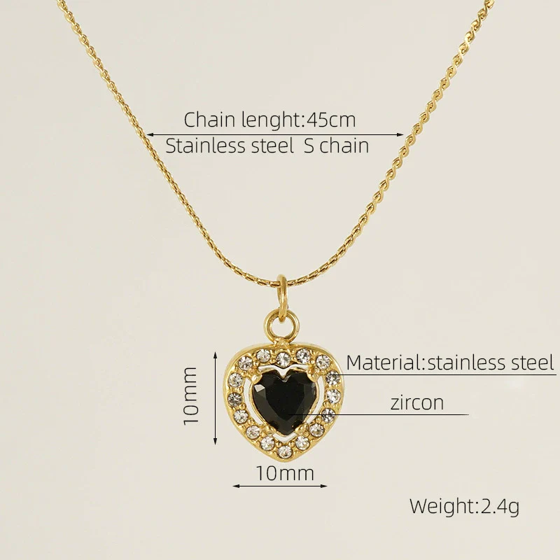 Necklace 316L Stainless Steel 18K Gold Plated Light Luxury Geometric Inlaid Zircon Sshaped Pendant For Women - Image 23