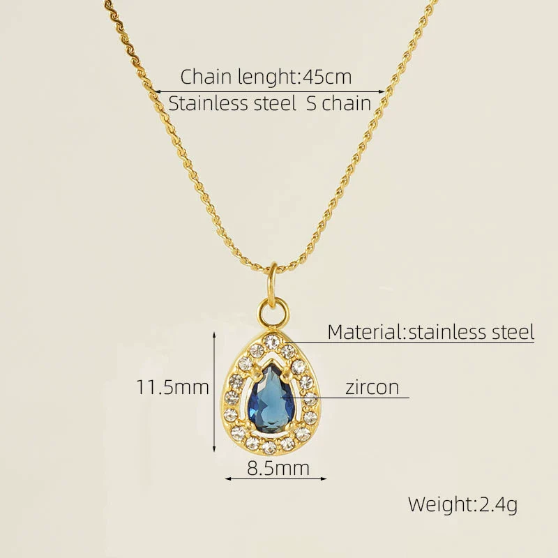 Necklace 316L Stainless Steel 18K Gold Plated Light Luxury Geometric Inlaid Zircon Sshaped Pendant For Women - Image 29