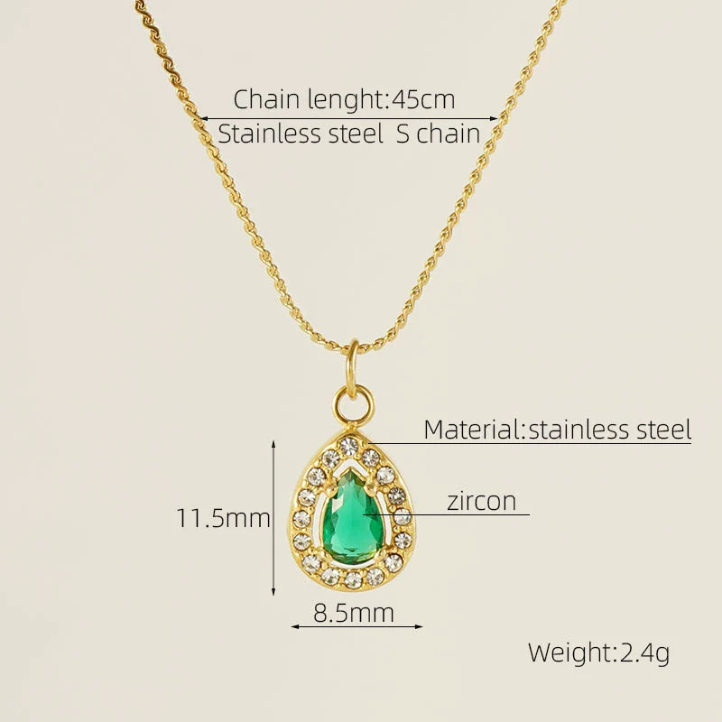 Necklace 316L Stainless Steel 18K Gold Plated Light Luxury Geometric Inlaid Zircon Sshaped Pendant For Women - Image 30