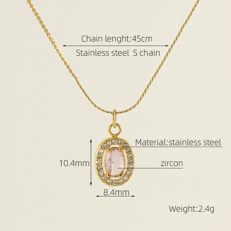 Necklace 316L Stainless Steel 18K Gold Plated Light Luxury Geometric Inlaid Zircon Sshaped Pendant For Women - Image 32