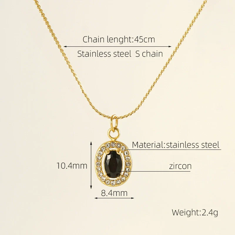 Necklace 316L Stainless Steel 18K Gold Plated Light Luxury Geometric Inlaid Zircon Sshaped Pendant For Women - Image 33