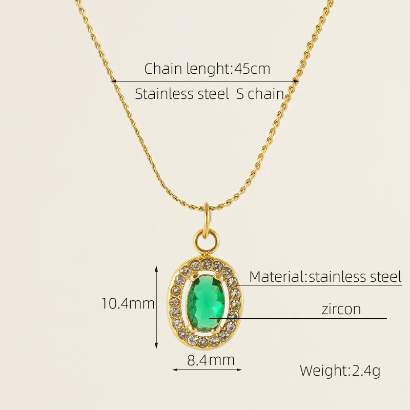 Necklace 316L Stainless Steel 18K Gold Plated Light Luxury Geometric Inlaid Zircon Sshaped Pendant For Women - Image 35