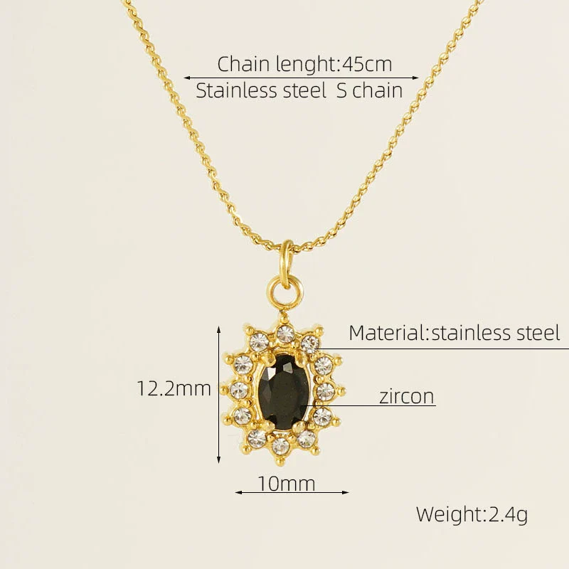 Necklace 316L Stainless Steel 18K Gold Plated Light Luxury Geometric Inlaid Zircon Sshaped Pendant For Women - Image 8
