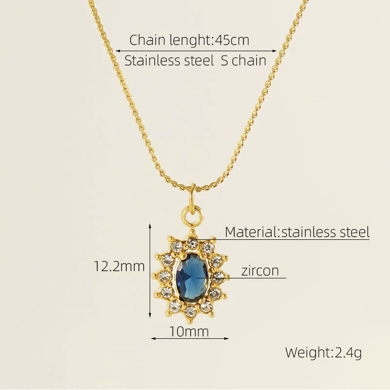Necklace 316L Stainless Steel 18K Gold Plated Light Luxury Geometric Inlaid Zircon Sshaped Pendant For Women - Image 9