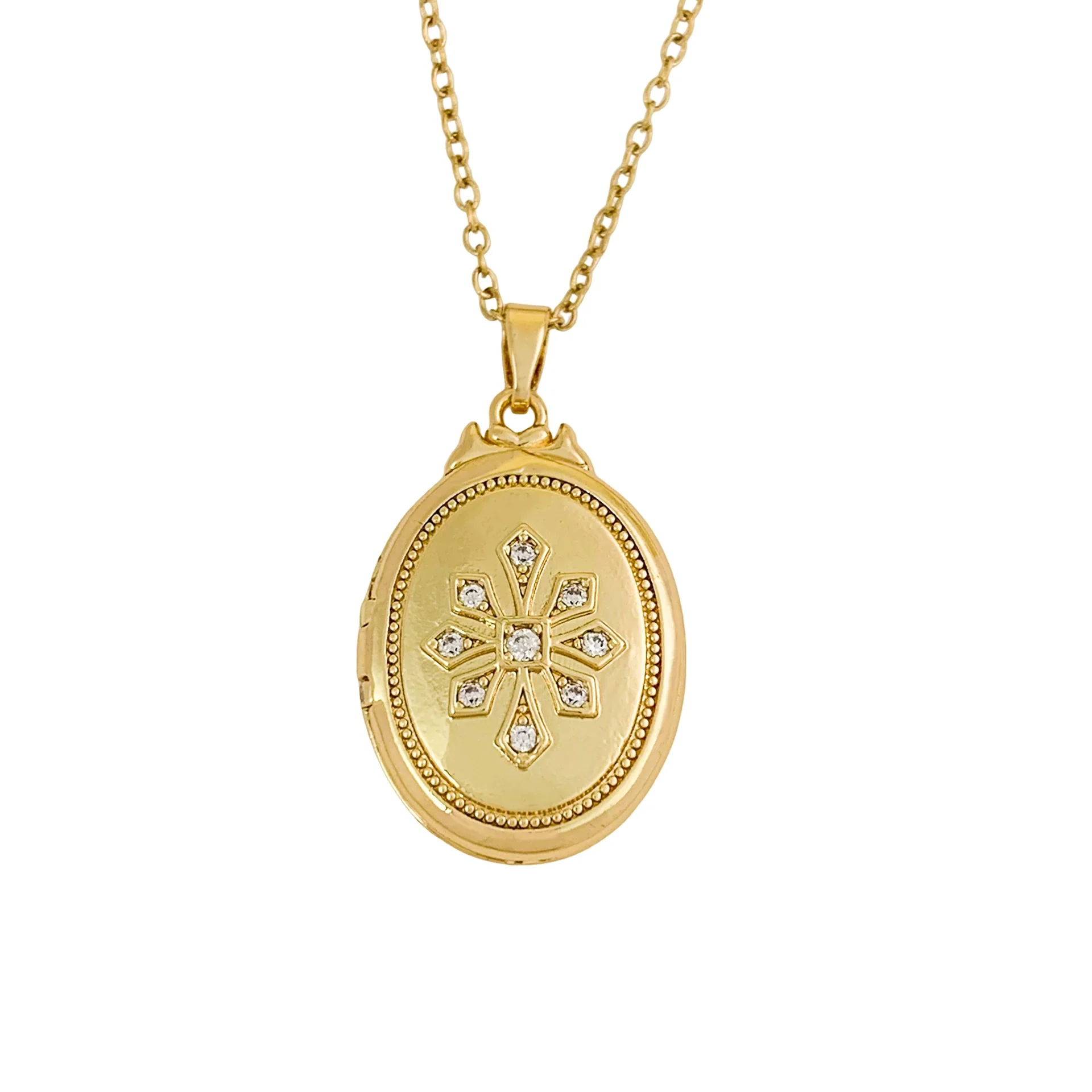 Necklace Titanium Steel Copper Cross Chain Sweet Geometric Real Gold Plated Women's Accessories - Image 5