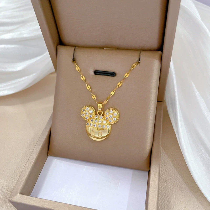 Necklace Titanium Steel Copper Geometric Style Cute Mouse Pendant - Image 3