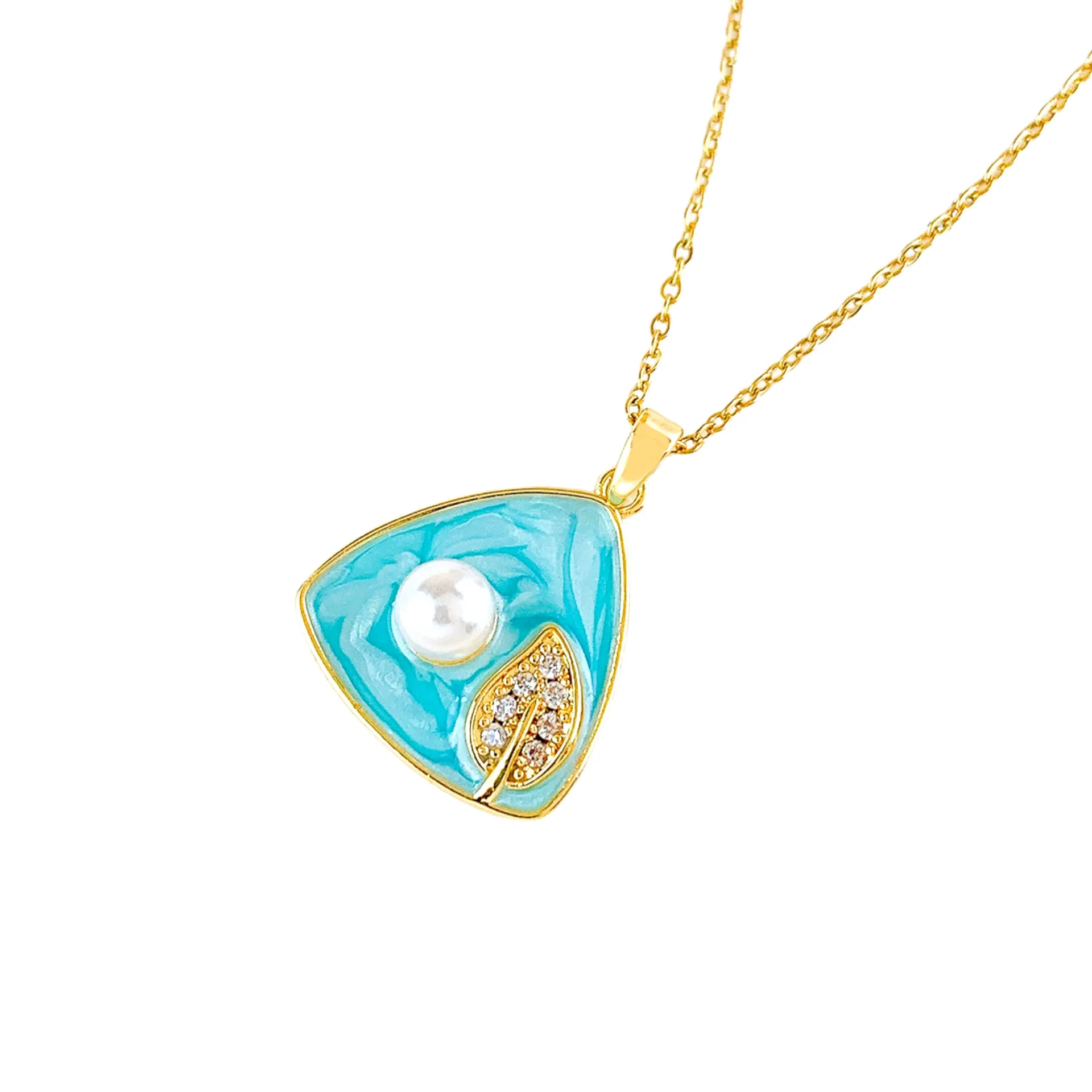 Necklace Titanium Steel Copper Real Gold Plated Oil Painting Tulip Geometric Sweet Style Cross Chain - Image 5