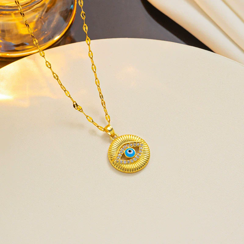 Necklace Titanium Steel Devil's Eye Blue Eye Fashion Electroplating Water Wave Chain - Image 2
