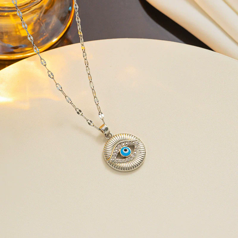 Necklace Titanium Steel Devil's Eye Blue Eye Fashion Electroplating Water Wave Chain - Image 3