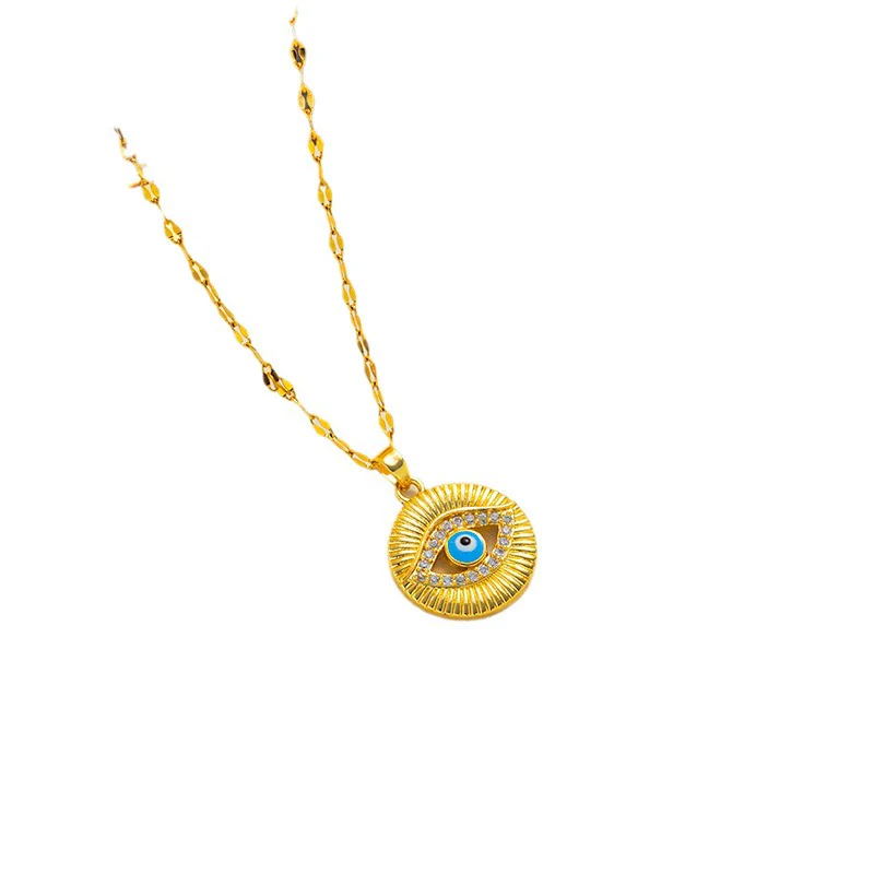 Necklace Titanium Steel Devil's Eye Blue Eye Fashion Electroplating Water Wave Chain - Image 5