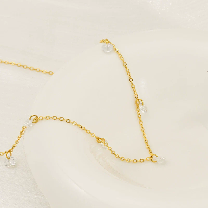 Necklace 316L Stainless Steel Gold Zircon Geometric Fashion Electroplated Ochain Women's - Image 3