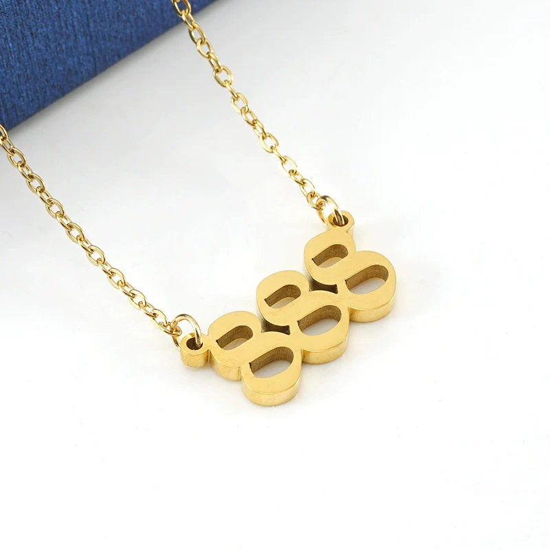 Necklace 316L Stainless Steel Lucky Number Pendant With Letters Numbers Text Design For Women - Image 11