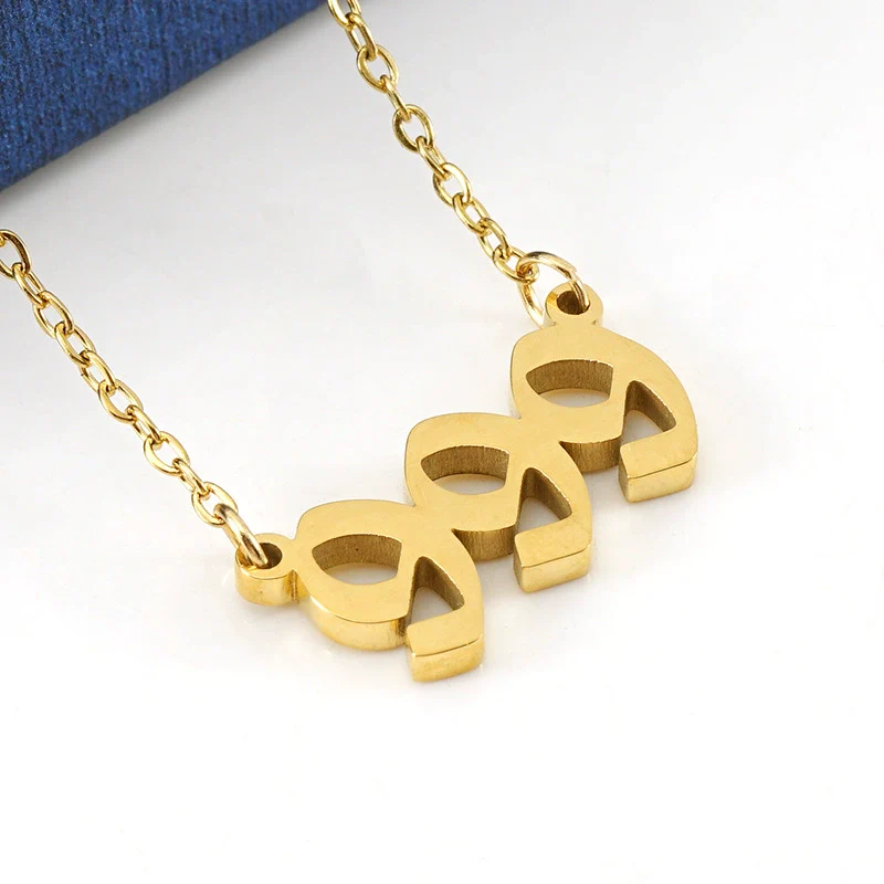 Necklace 316L Stainless Steel Lucky Number Pendant With Letters Numbers Text Design For Women - Image 3